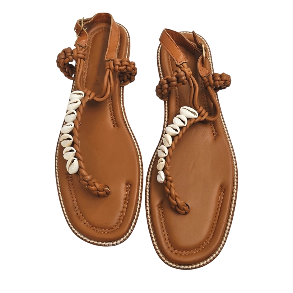 Anthropologie Braided Seashell Sandals Size 11 Beach